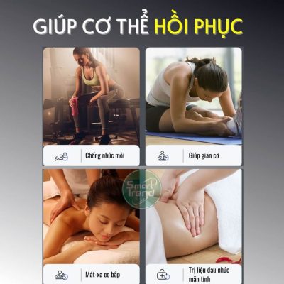 Massage kết hợp với làm nóng + xung điện giúp cơ thể phục hồi nhanh.