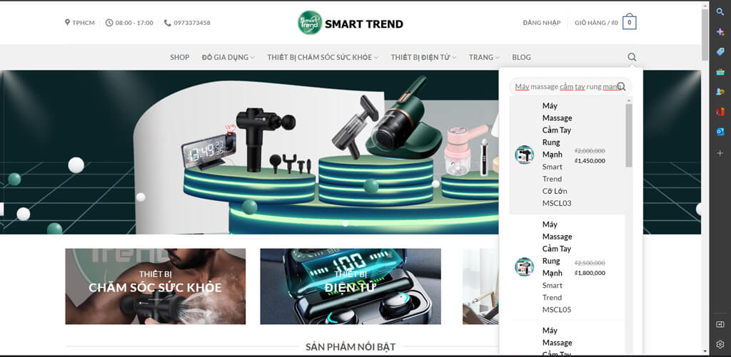 Tìm sản phẩm tại website Smart Trend