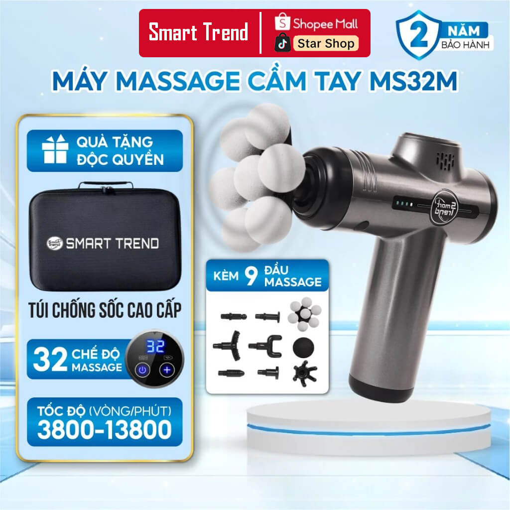 May-MS-Smart-Trend-MS32N Máy Massage Cầm Tay Smart Trend MS32M 32 Chế Độ, 8 Đầu Mát Xa