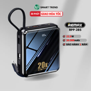 Pin Sạc Dự Phòng Remax RPP-51 20000mAh - Sạc Nhanh 22.5W, Tích Hợp Cáp Type-C & Lightning