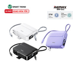 Pin Sạc Dự Phòng Remax RPP-553 - Dung Lượng 20000mAh, Tích Hợp Cáp Sạc & Củ Sạc, Hỗ Trợ Sạc Nhanh 27W