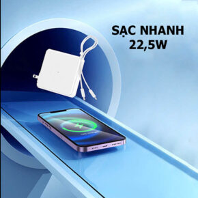 Remax RPP-T1 – Sạc dự phòng không dây 10000mAh tích hợp củ sạc nhanh 22.5W, cáp sẵn, đèn LED tiện lợi 3 Cu sac du phong khong day Remax RPP T1 22