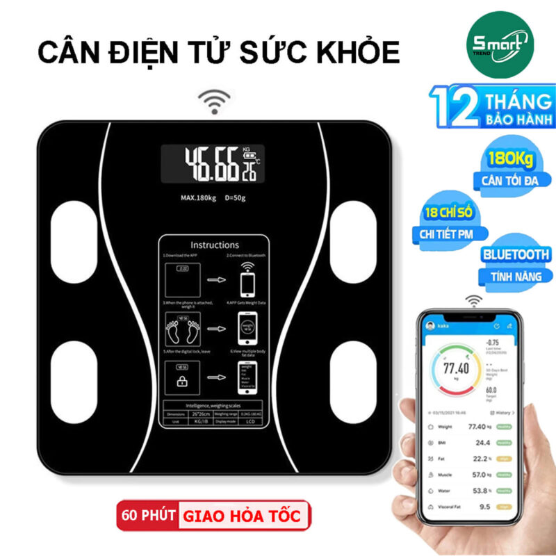 Cân Điện Tử Sức Khỏe BL998 Bluetooth Thông Minh – Chịu Lực Tới 180kg Phân Tích Chỉ Số Cơ Thể INBODY 10 cân điện tử sức khỏe