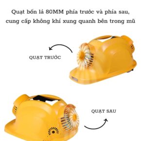 Mũ Bảo Hộ Có Quạt Năng Lượng Mặt Trời – Pin 10000mAh, Phun Sương, Bluetooth Đa Năng 5 Mu bao ho co quat smart trend 11