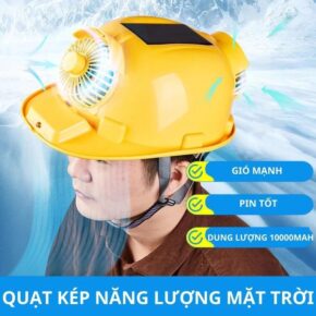 Mũ Bảo Hộ Có Quạt Năng Lượng Mặt Trời – Pin 10000mAh, Phun Sương, Bluetooth Đa Năng 2 Mu bao ho co quat smart trend 5