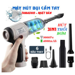 Máy Hút Bụi Cầm Tay TAMASHIO Nhật Bản 3 Trong 1 – Hút, Bơm, Thổi Mạnh Mẽ 9000Pa