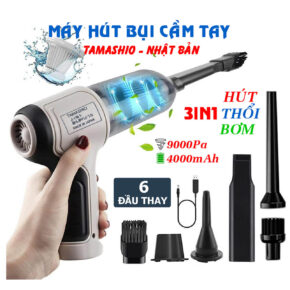 Máy Hút Bụi Cầm Tay TAMASHIO Nhật Bản 3 Trong 1 – Hút, Bơm, Thổi Mạnh Mẽ 9000Pa