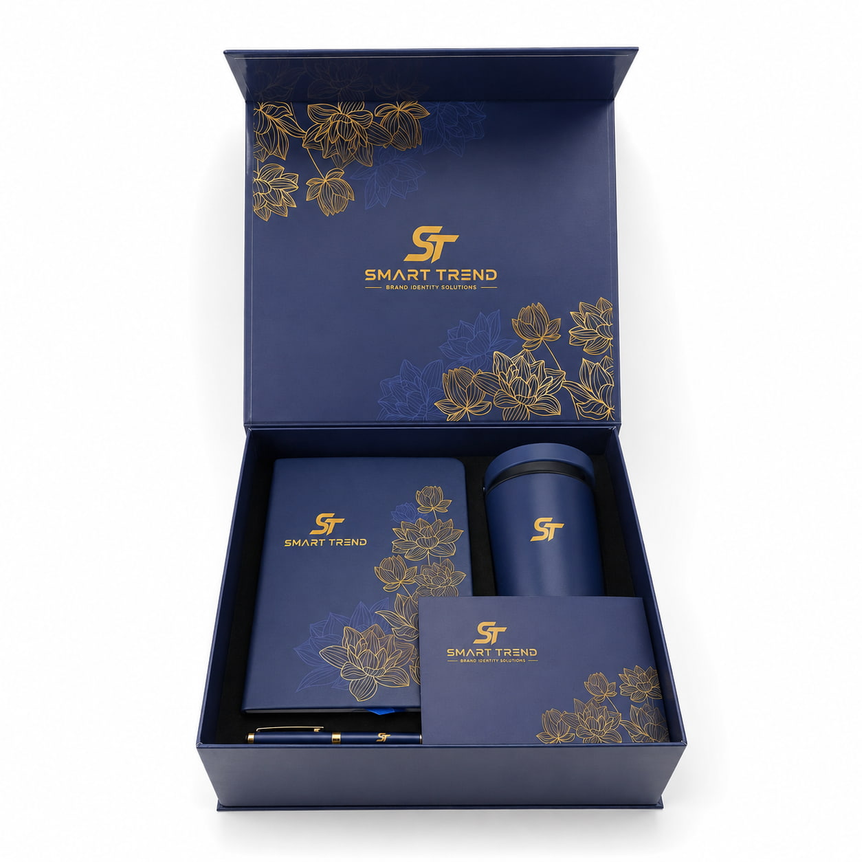 Gift set cao cấp in logo Smart Trend – sổ tay, bút, bình giữ nhiệt