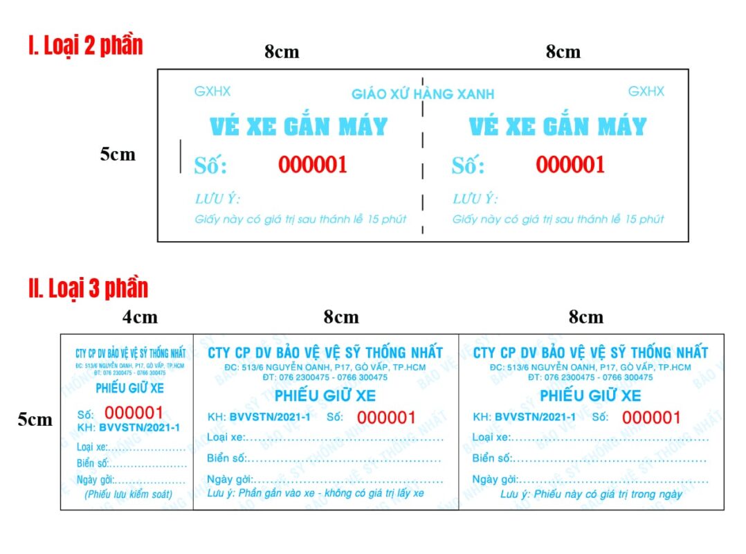 In Vé Giữ Xe TP.HCM: 3 Loại Phổ Biến, Giá Tốt - Smart Trend 3 in vé giữ xe