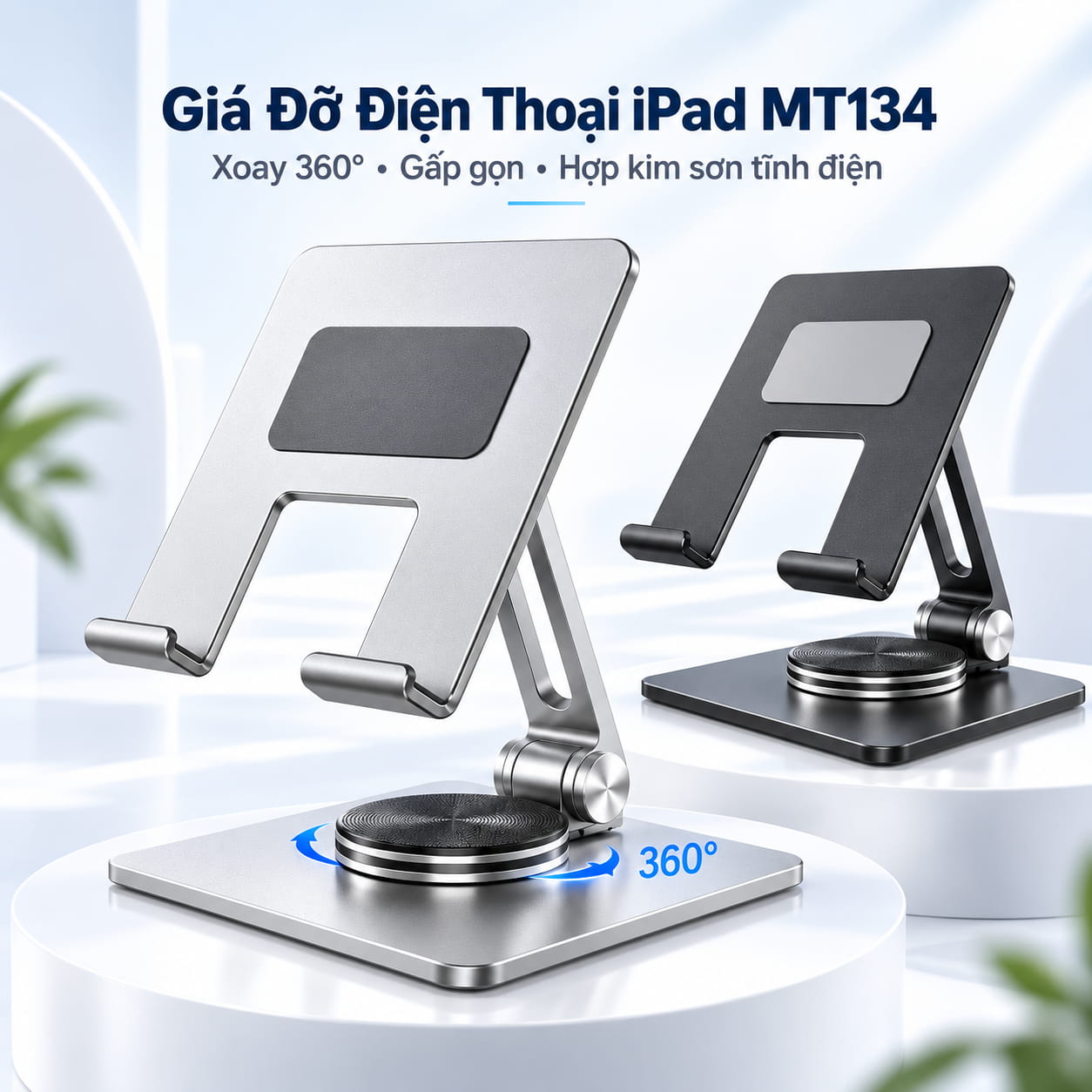 Giá Đỡ Điện Thoại iPad MT134 Xoay 360° – Hợp Kim Sơn Tĩnh Điện, Gấp Gọn