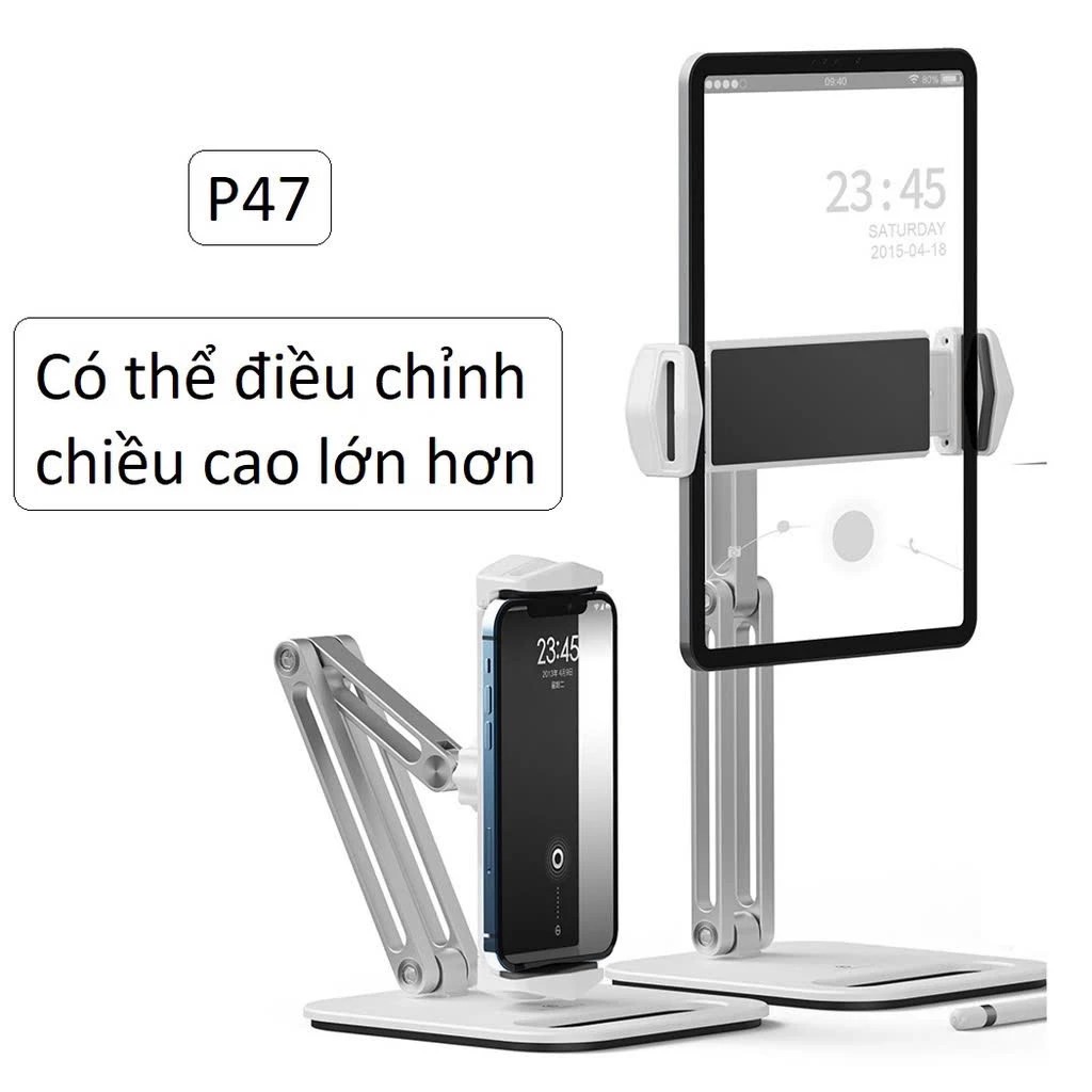 Giá Đỡ Hợp Kim Nhôm P47 Cho Điện Thoại, iPad & Máy Tính Bảng – Xoay 360°, Gập Đa Góc 6 Giá Đỡ Hợp Kim Nhôm P47 Cho Điện Thoại, iPad & Máy Tính Bảng – Xoay 360°, Gập Đa Góc - Ảnh 6