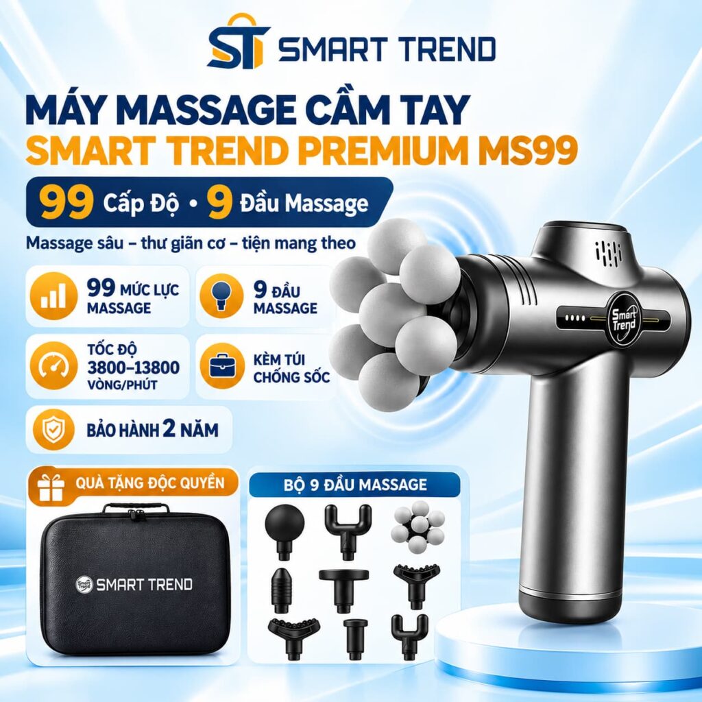 Máy massage cầm tay Smart Trend Premium MS99 99 cấp độ 9 đầu massage