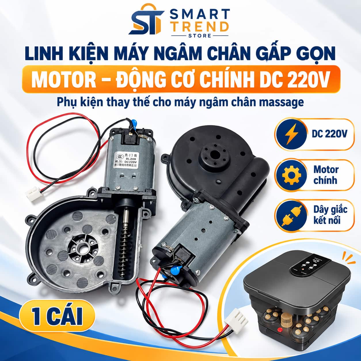 Motor DC 220V Máy Ngâm Chân Massage – Động Cơ Chính Thay Thế 1 Motor DC 220V máy ngâm chân massage linh kiện thay thế