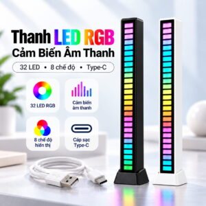 Trang chủ 17 Thanh LED RGB cảm biến âm thanh 32 LED 8 chế độ Type-C Smart Trend