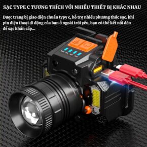 Đèn Pin Đội Đầu LED Siêu Sáng T8 35W – Chiếu Xa 300m, Sạc Type-C 3 den pin doi dau led t8 chieu xa 300m 3