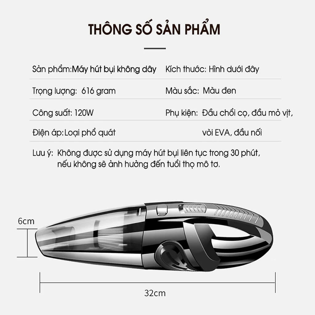 may-hut-bui-cam-tay-fh-558 (7) Máy hút bụi FH-558 vệ sinh ô tô và gia đình