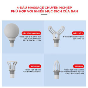 Máy Massage Cầm Tay Mini MG-203 – 6 Chế Độ, 4 Đầu Massage 4 may massage cam tay mini mg 203 6